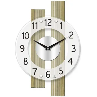 AMS Funkwanduhr F5875 (Quarzuhr,Holz,Wohnzimmer,Esszimmer,Küche,Made in Germany,Büro,Flur) braun