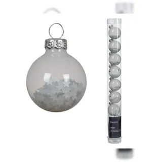 Christmas Decorations Kaemingk Weihnachtskugeln Glas mit Sternen gefüllt 3cm kleine Christbaumkugeln Weihnachtsbaumkugeln Christbaumschmuck Weihnachtsbaumschmuck Weiß transparent