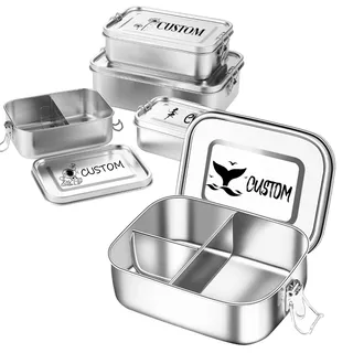 custyoulife Personalisierte Lunchbox Auslaufsicheres mit Namen Gravur Bento Box für Kinder, Erwachsene, Camping Edelstahl Brotdose mit Fächern 850ml/1200ml/1500ml