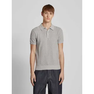 Poloshirt mit kurzer Knopfleiste, Mittelgrau, L