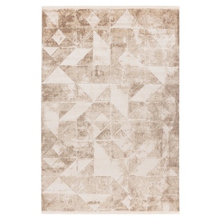 Teppich Teppich modern Design, beige, Pierre Cardin, Rechteckig, Höhe: 11 mm, 3D Effekt, mit Fransen, grafik beige 80 cm x 150 cm x 11 mm