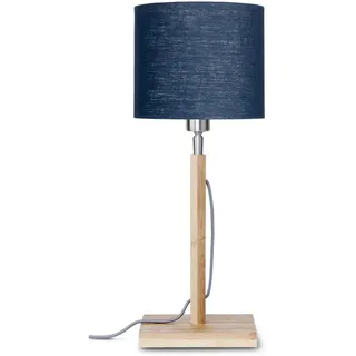 GOOD&MOJO - Tischleuchte Fuji - Blau/Bambus - Ø18cm Tischlampe - Nachttischlampe, Wohnzimmer, Schlafzimmer