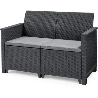 Koll Living Garden Lounge Sofa, 2-Sitzer - stilvolles Sofa in Rattan Optik - inklusive Sitzkissen - ergonomische Rückenlehne für maximalen Sitzkomfort