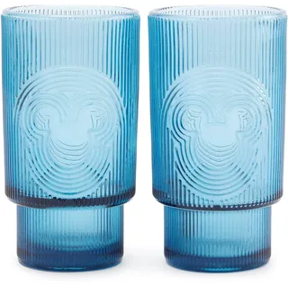 Disney Store Official - Micky Maus Symbole - Home Haven Kollektion - Marineblaue Gläser - Strukturierte Becher - 2-teiliges Set - Höhe ca. 14 cm