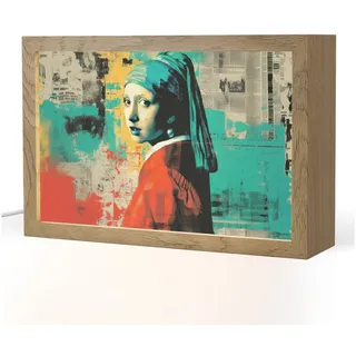OnlyWow Tischleuchte Lightbox Klassisch - Perlenohrring - Street Art Stil - Farbenfroh, Dimmbar, Farbwechsel, LED, Warmweiß, Kaltweiß, Neutralweiß Einstellbar, Tischlampe, Schreibtischlampe, Desk, Dimmbar, mit Kabel, LED 30 cm x 8 cm x 20 cm