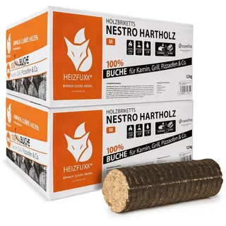 HEIZFUXX Holzbriketts Nestro M Holzbriketts Hartholz im Karton, 24 kg, (Paket, 2-St) 24 kg