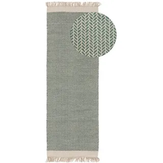 Wollteppich Kim, benuta, rechteckig, Höhe: 5 mm, Kunstfaser, Berber, Ethno-Style, Wohnzimmer grün 70 cm x 200 cm x 5 mm