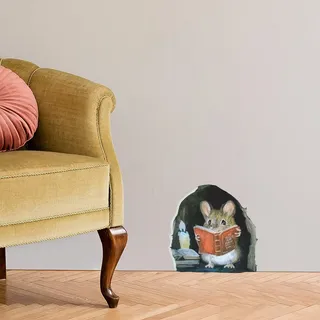Set Mit 10 „mausloch“-wandaufklebern Für Fußleisten, Mini-wandbilder, Maus Beim Lesen, Lustige Vinylaufkleber Für Laptops Und Werkzeugkästen