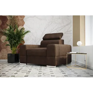 JVmoebel Sessel Lounge-Sessel aus Leder und Textil in Braun mit Edelstahlfüßen (Sessel), Made in Europa braun