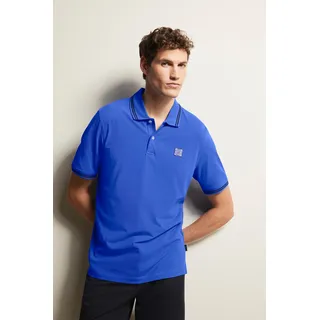 Poloshirt BUGATTI, Herren, Gr. XL, blau, 100% Baumwolle, casual, normal, ohne Ausschnitt, Kurzarm Rippbündchen, Shirts, mit Kontraststreifen