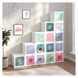 vidaXL Kinderschrank Modular mit 15 Würfeln Weiß PP