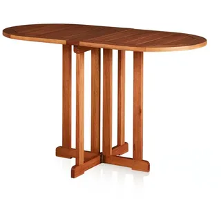 KHG Klapptisch Balkontisch 60x120 cm, halbseitig klappbar, bis 75 kg belastbar (Outdoor-Tisch Oval), aus Eukalyptus-Holz, zum Schutz geölt, FSC-Zertifiziert braun Oval | 120 cm x 75 cm x 60 cm