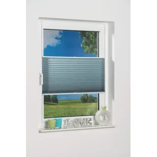 K-HOME Klemmfix-Plissee Pisa 60 x 210 cm Petrol/Blau