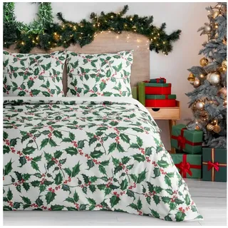 Eurofirany Bettwäsche Weihnachtsbettwäsche, Weihnachtsgeschenk Satinbaumwolle Sterne Karomuster