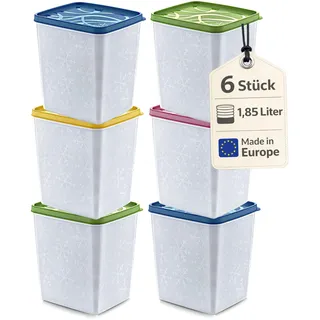 Annastore 6 x Tiefkühldosen - Gefrierdosen zum Einfrieren - Frischhaltedosen stapelbar - Vorratsdosen zum Einfrieren und Auftauen - Mikrowellendosen - 1850 ml