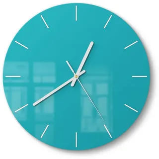 DEQORI Wanduhr 'Unifarben - Türkis' (Glas Glasuhr modern Wand Uhr Design Küchenuhr) grün 30 cm x 30 cm