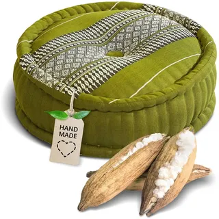 livasia Sitzkissen Zafukissen groß (Classic) vegan und handgefertigt, 38x14cm, Kapok grün