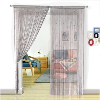 Perlenvorhang Tür Wohnzimmer Dekoration grau Modern 90x200cm Textil