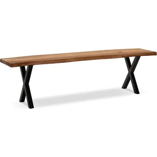 FineBuy Sitzbank Akazie Braun 140 x 40 x 45,5 cm