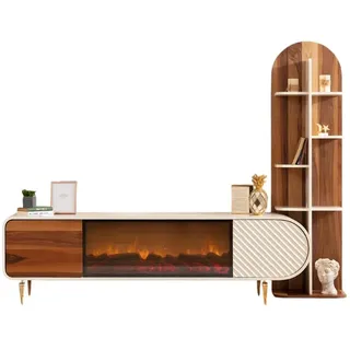 Xlmoebel TV-Board Kamin-Sideboard aus Holz mit täuschend echter Feuerimitation (Sideboard, Sideboard), Hergestellt in Europa weiß