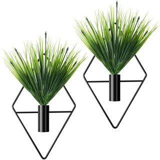 Stück Metall-hängepflanzgefäße, Geometrische Wandvase Mit Künstlicher Pflanze, Moderner Hängepflanzenhalter, Geometrischer Hängetopf Zur Dekoration (schwarz, Wasserpflanze) Npterbl