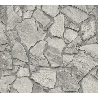 A.S. Création Vliestapete 3D-Optik Natur Stein Mauer Wand 10,05 m x 0,53 m 0 g Grau