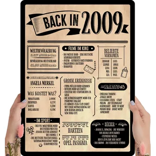 Elbeffekt Holzbild: Alte Zeitung - Geschenk Geburtstag - personalisierbar zum Hinstellen/Aufhängen optional beleuchtet, Geburtstags Geschenke - persönliches Geschenk... (17 Geburtstag - 2009)