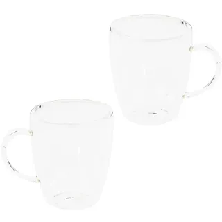 Haushalt International Latte Macchiato Glas, doppelwanding, Becher, Glasbecher, Kaffeebacher, Thermoglas, Isolierglas, 400ml (6er Set)