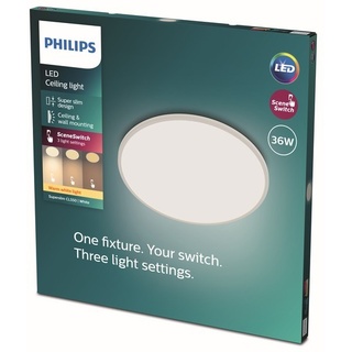 Philips 8719514327146 LED-Deckenleuchte Super Slim 1x36W | 3200lm | 2700k - weiß