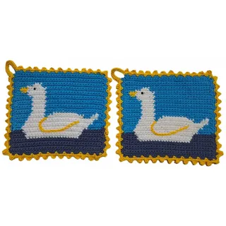 1 Paar Topflappen Gans gehäkelt Handarbeit Gänse Ente Enten