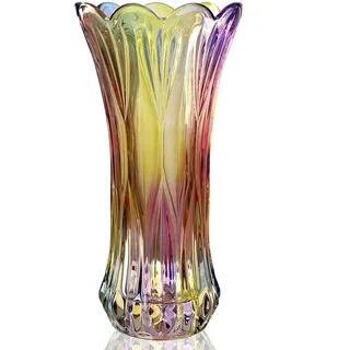 Blumenvase, Vase 30cm - Groß Hohe Bunt Glas Vasen für Deko, Geschenke für Frauen, Modern Gross Glasvase, Geburtstagsgeschenk Mama