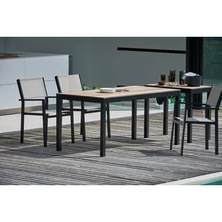 Outdoor Tisch Quadrat Teak / schwarz 180x90