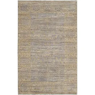 SAFAVIEH Boho Teppich für Wohnzimmer, Esszimmer, Schlafzimmer - Valencia Collection, Kurzer Flor, Grau und Gold, 91 X 152 cm