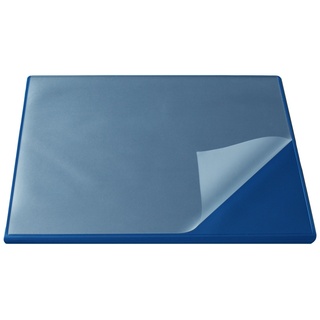 Läufer 44625 Durella Flexoplan Schreibtischunterlage mit Kantenschutz und transparenter Auflage, 52 x 65 cm, rutschfeste Schreibunterlage, blau