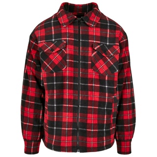 Urban Classics Herren Übergangsjacke Plaid Teddy Lined Shirt Jacket TB3805 Mehrfarbig Red/Black L