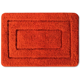 KARAT Badteppich Atlantis - extra flauschig & schnelltrocknend - Badezimmerteppich mit rutschsicherer Rückseite - Badematte Duschvorleger (Rot, 70 x 120 cm)