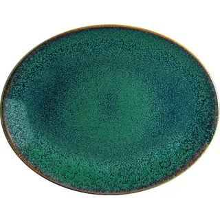 Bonna Ore Mar Moove Platte oval 31x24cm 3cm hoch Grün Braun Porzellan OMRMOV31OV Servierplatten Speiseteller Essteller Geschirr