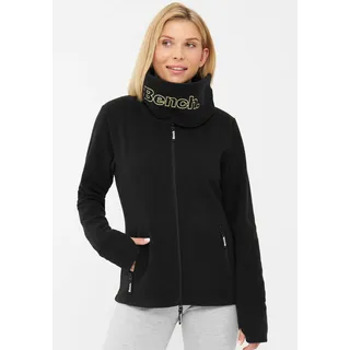 Fleecejacke BENCH. "FUNNEL", Damen, Gr. 44, schwarz, Fleece, Obermaterial: 100% Polyester, Glanzfaden, unifarben, schmal normal, Jacken Fleecejacke, mit Glitzerstickerei