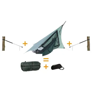 AMAZONAS Traveller Camp Set All-in-One Ultra-Light Thermo-Hängematte mit Tarp, Moskitonetz und Aufhängungen