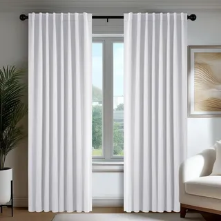 Deconovo Verdunkelungsvorhänge Blickdichte Gardinen mit Kräuselband Schlaufen Vorhang 3-in-1 Thermo Vorhänge gegen Hitze Curtains für Wohnzimmer Schlafzimmer, H300 x B140 cm, Silber Grau, 2er Set