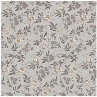 Profhome Vliestapete 390632-GU Blumen Tapete Floral matt grau gold-braun schwarz, glatt, (1 Rolle, 5,33 qm), Vliestapete, grau grau 0.53 m x 10.05 m