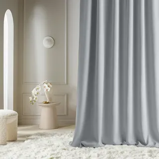 ROOM99 Vorhang mit Kräuselband Aura 140 x 230 cm Hellgrau, 1 Stück | Schiebegardinen Modern Curtain Wohnzimmer Schlafzimmer