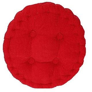 U/D Bequemes Baumwoll-Sitzkissen, Bürostuhlkissen, rund, Cord Tatami-Matte, rot, 45 x 45 cm