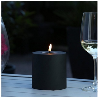 Deluxe Homeart LED-Kerze MIA Deluxe für Außen flackernd H: 10cm D: 10cm outdoor schwarz (1-tlg) schwarz
