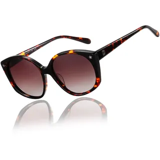 DUCO Retro Sonnenbrille für Damen Vintage übergroßer Rahmen Polarisierte Gläser mit Farbverlauf trendige Farbtöne stilvolle Sonnenbrille DC1106 (Tortoise) - 58