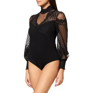 Morgan Body mit Langen Ärmeln, Spitze, Schwarz, Größe XL - XL
