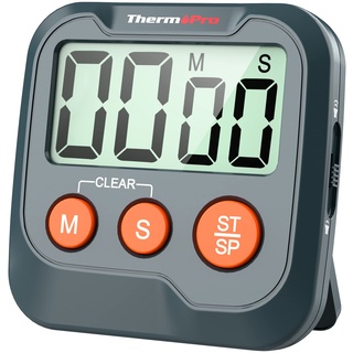 ThermoPro TM03 Eieruhr Digital Timer mit Stoppuhr 99min 59sek Küchentimer Kurzzeitwecker Küche Kurzzeitmesser für Schule, Büro, Sport, Hautpflege Freizeit Lautstärke einstellbar