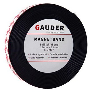 Gauder Magnetband 181302, schwarz, stark selbstklebend, 15 mm x 6 m