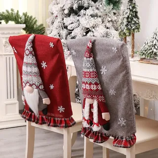 2 Stück Weihnachten Stuhlhussen Weihnachtsdekoration, Esszimmerstuhl Stuhlbezug, Weihnachten Stuhlrückenbezüge, Weihnachtsstuhlhussen Weihnachtsstuhl Rückenabdeckung Für Esstisch Stühle Dekoration