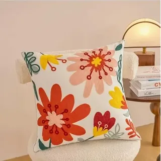 Skeadex Kissenbezug Frühling, 2 Stück Frühlingsdeko Blumen Kissenbezüge Frühling 45x45cm,Plüsch Bunt Kissenhülle Frühling Sommer,Blumen Sofakissen Dekokissen für Wohnzimmer Sofa Ostern Deko (E)